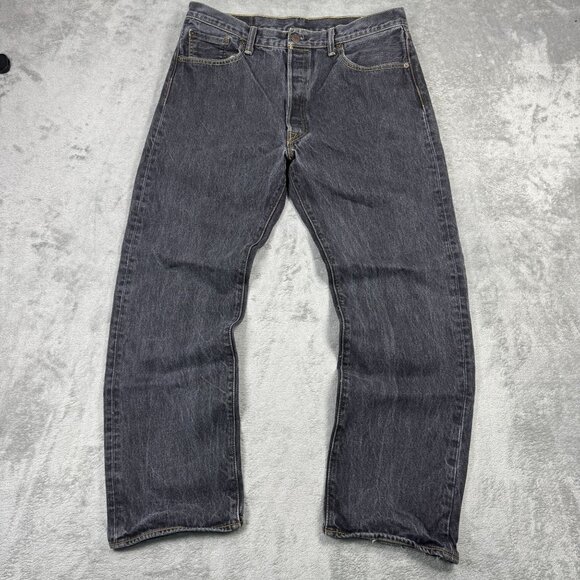 LEVIS 501xx Mens Regular Straight Leg Button Fly Denim Jeans Grunge Faded Black - Picture 3 of 8